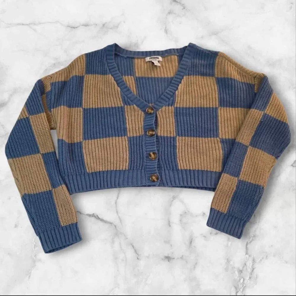 RSQ Knit Blue & Tan Cardigan XL